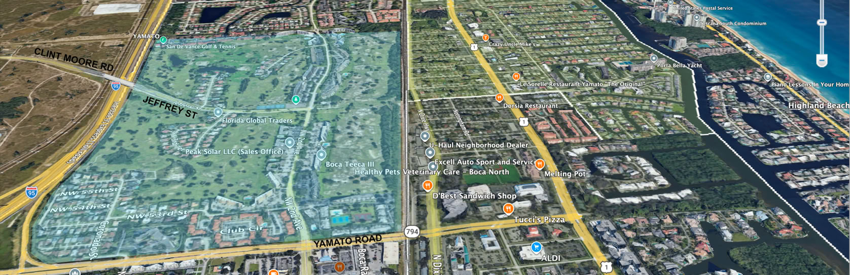 Satellite view of Boca Raton's North Park area